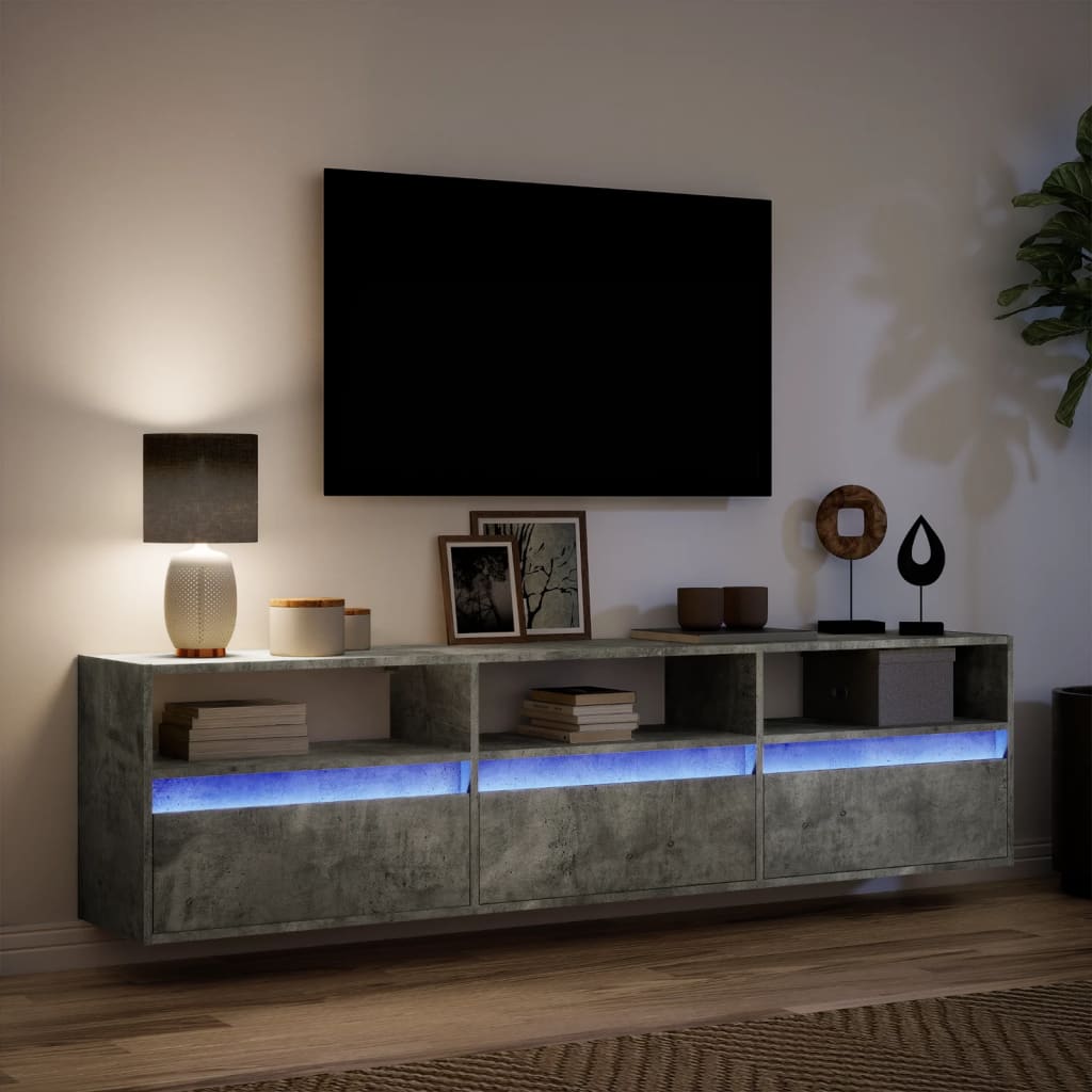 Fehér falra szerelhető TV-szekrény LED-del 180 x 31 x 45 cm 5