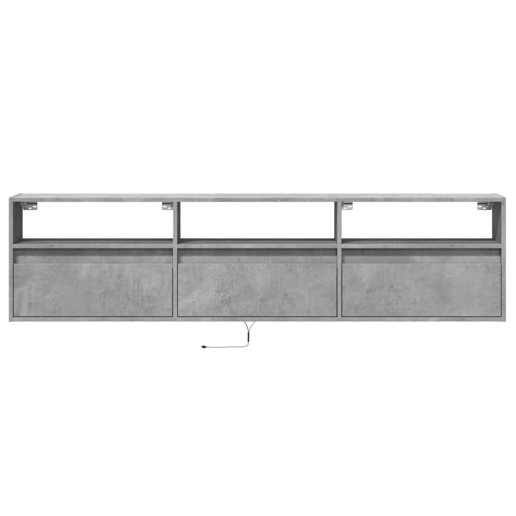 Fehér falra szerelhető TV-szekrény LED-del 180 x 31 x 45 cm 6