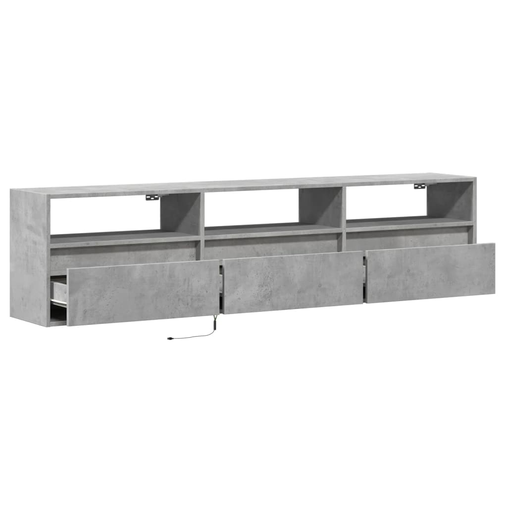 Fehér falra szerelhető TV-szekrény LED-del 180 x 31 x 45 cm 9