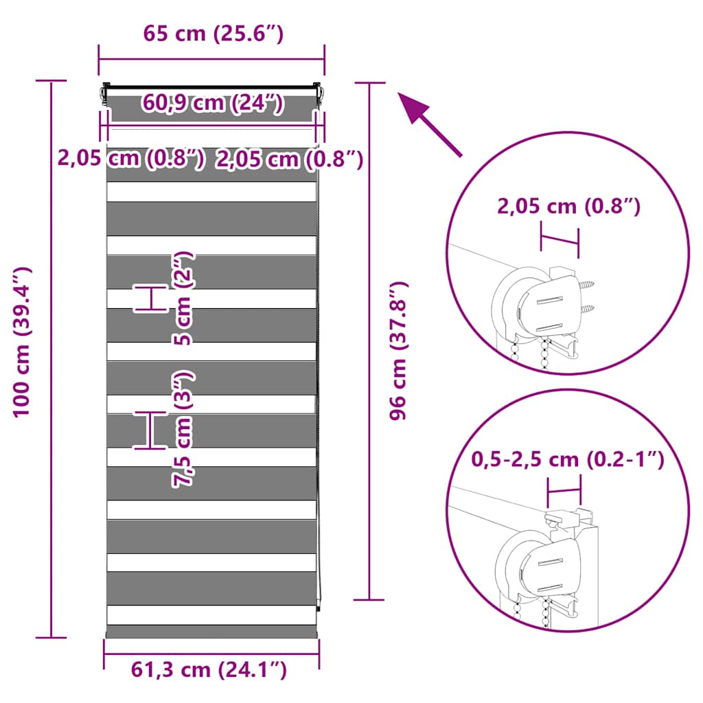 Zebrafüggönnyel sötét szürke szövetszélesség 60,9 cm poliészter 16