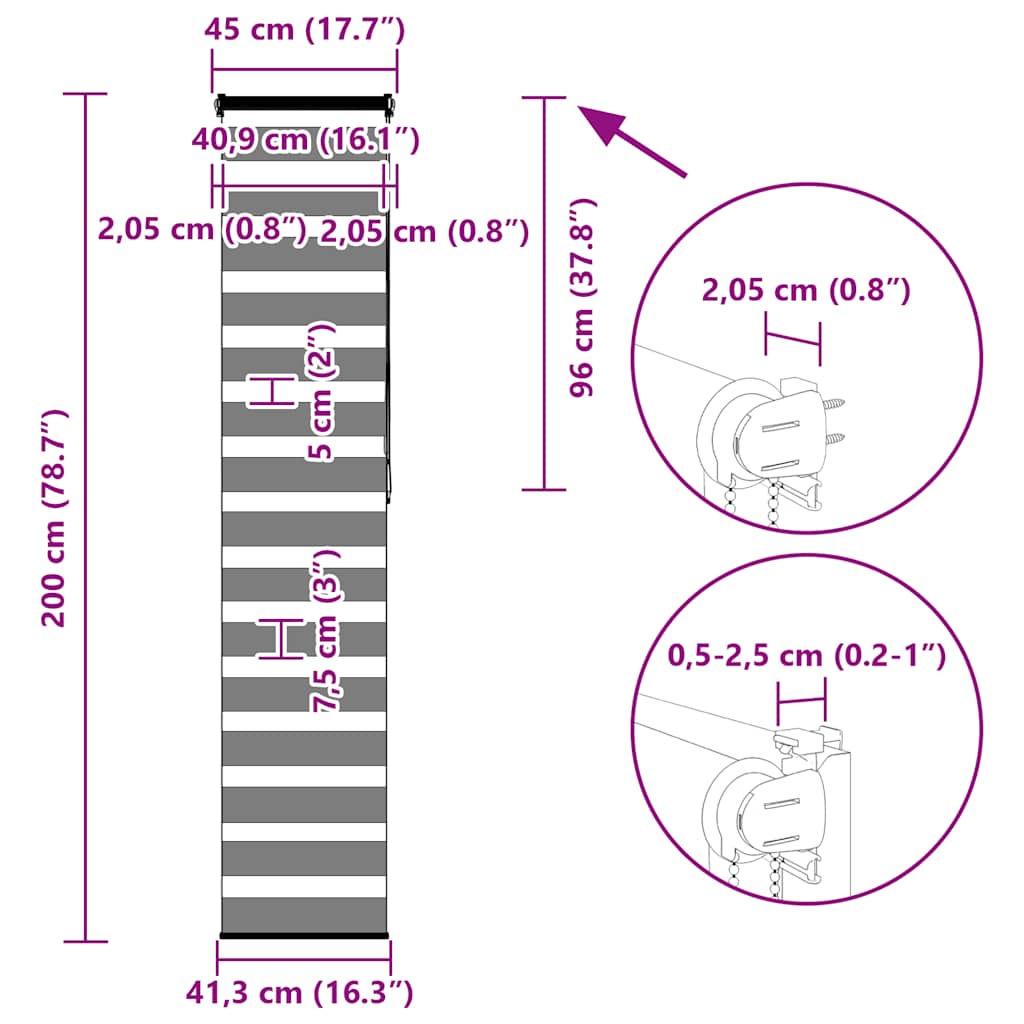 Zebrafüggönnyel fekete szövetszélesség 40,9 cm poliészter 16