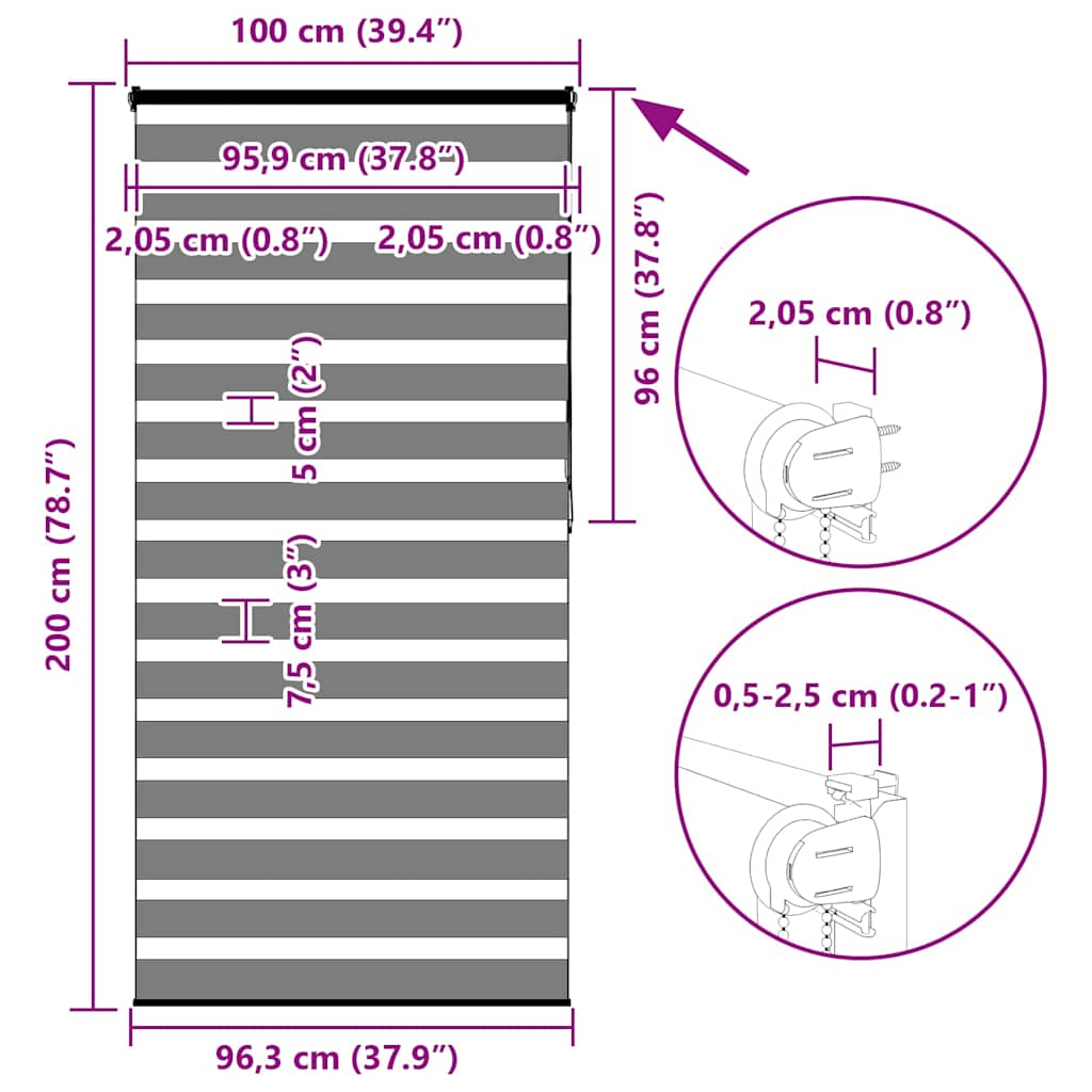 Zebrafüggönnyel fehér szövetszélesség 95,9 cm poliészter 16
