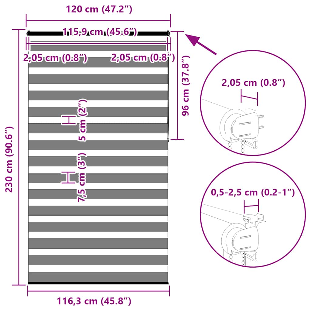 Zebrafüggönnyel fehér szövetszélesség 115,9 cm poliészter 16