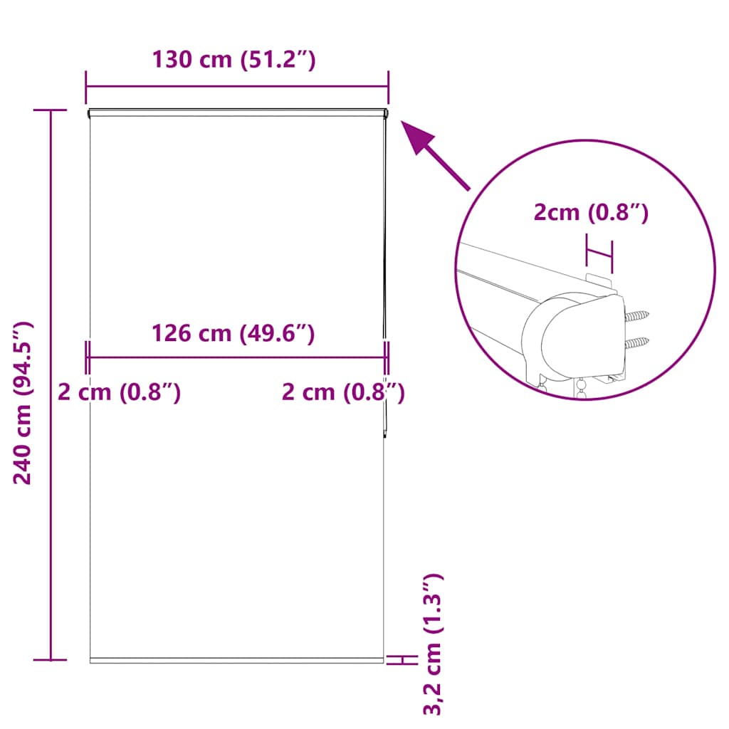 Zuhanyzó redőny kazettával 130x240 cm szövet szélessége 126 cm 12