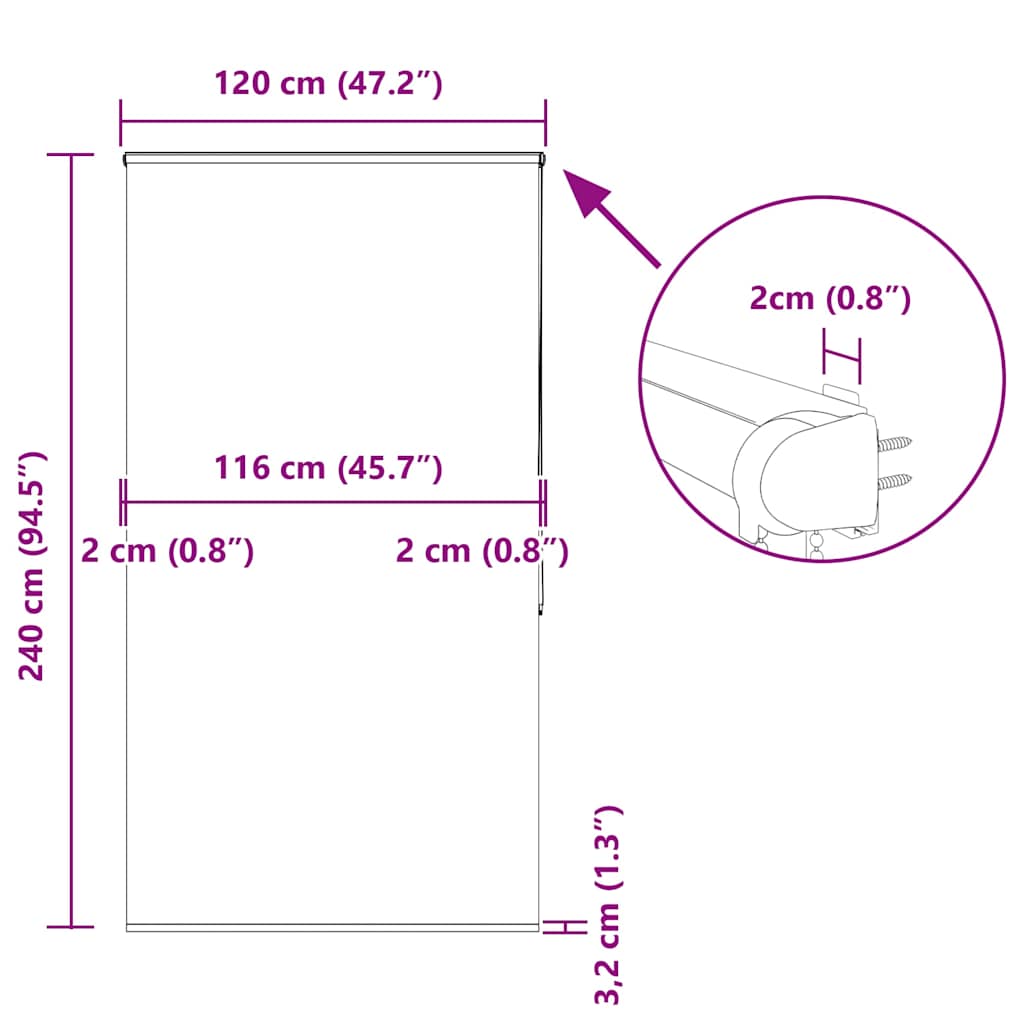 Zuhanyzó redőny kazettával 120x240 cm szövet szélessége 116 cm 12