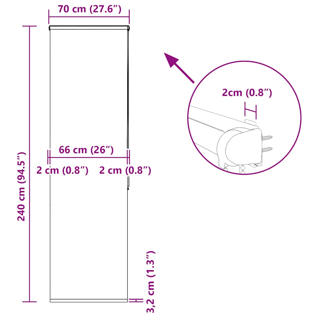 Zuhanyzó redőny kazettával 70x240 cm szövetszélesség 66 cm 12
