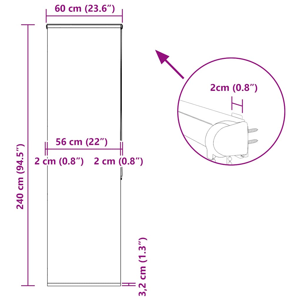 Zuhanyzó redőny kazettával 60x240 cm szövetszélesség 56 cm 12