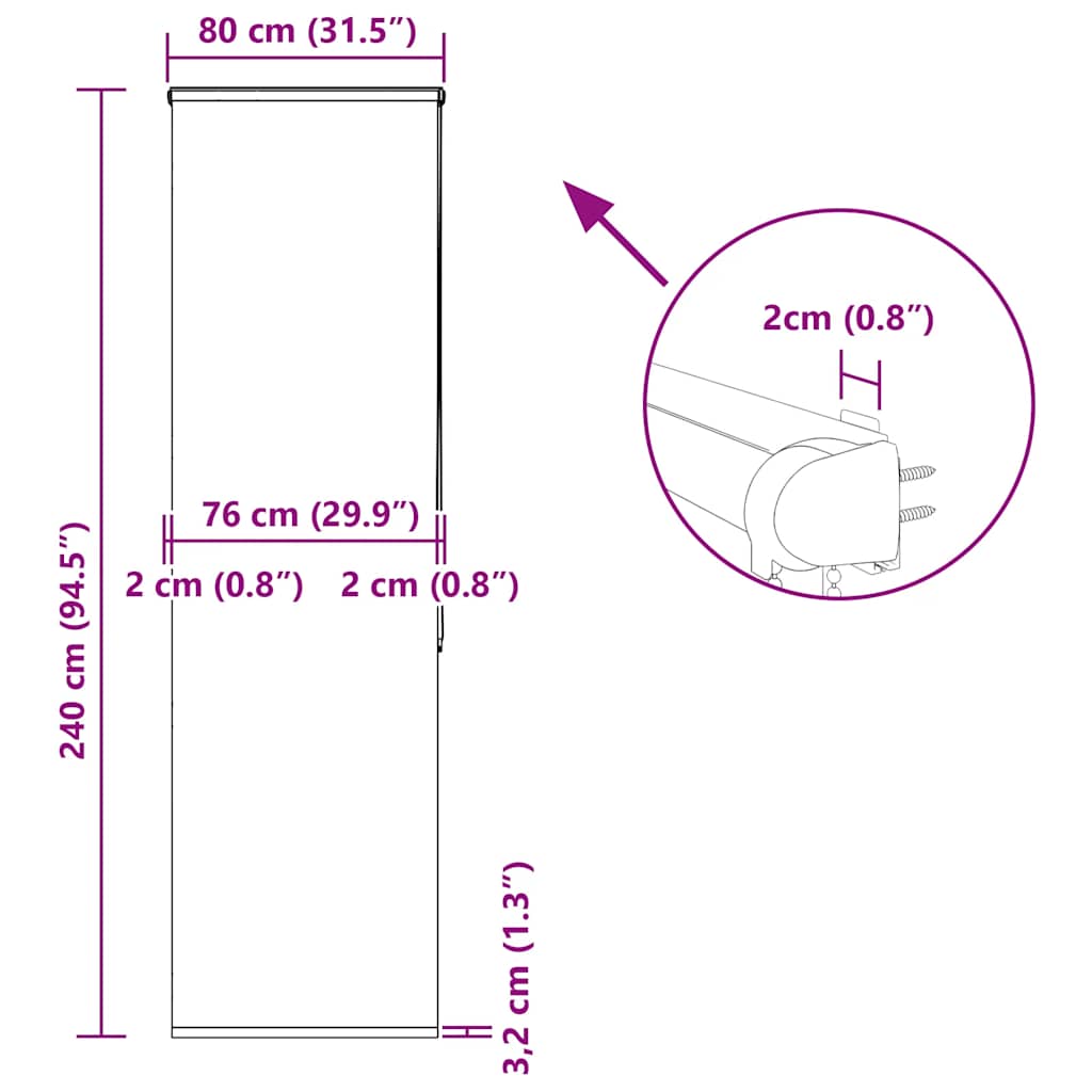 Zuhanyzó redőny kazettával 80x240 cm szövetszélesség 76 cm 12