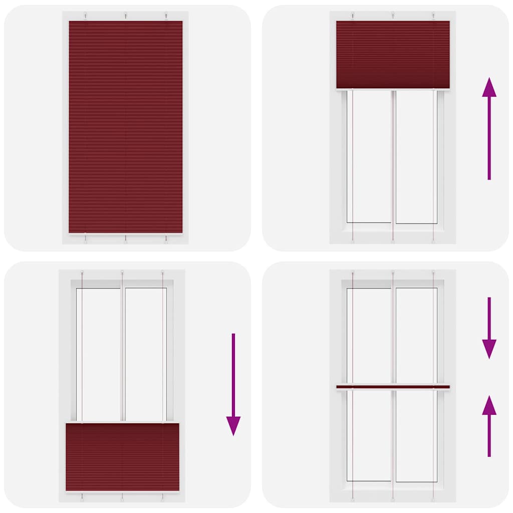 Pliszírozott redőny Bordeaux piros 105x200 cm szövetszélesség 5