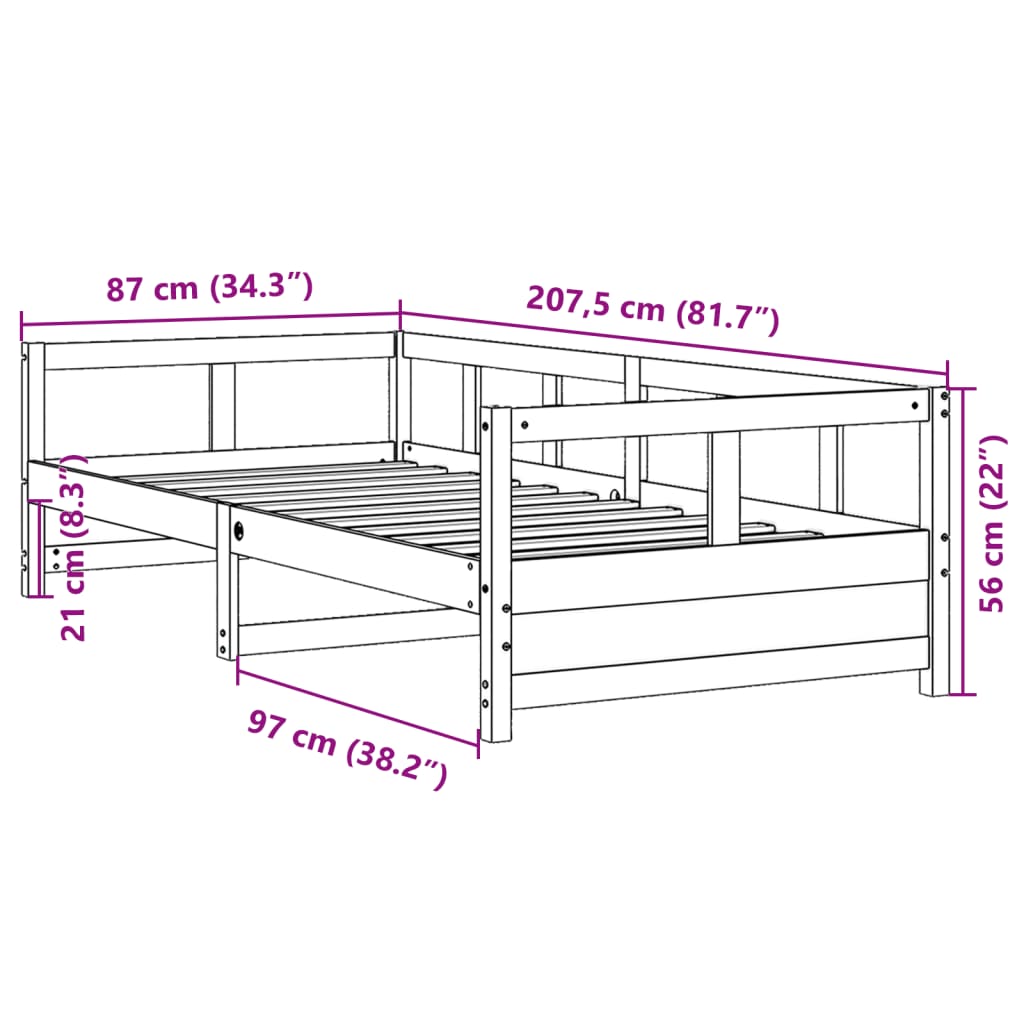 Fehér tömör fenyőfa kanapéágy matrac nélkül 80 x 200 cm 10