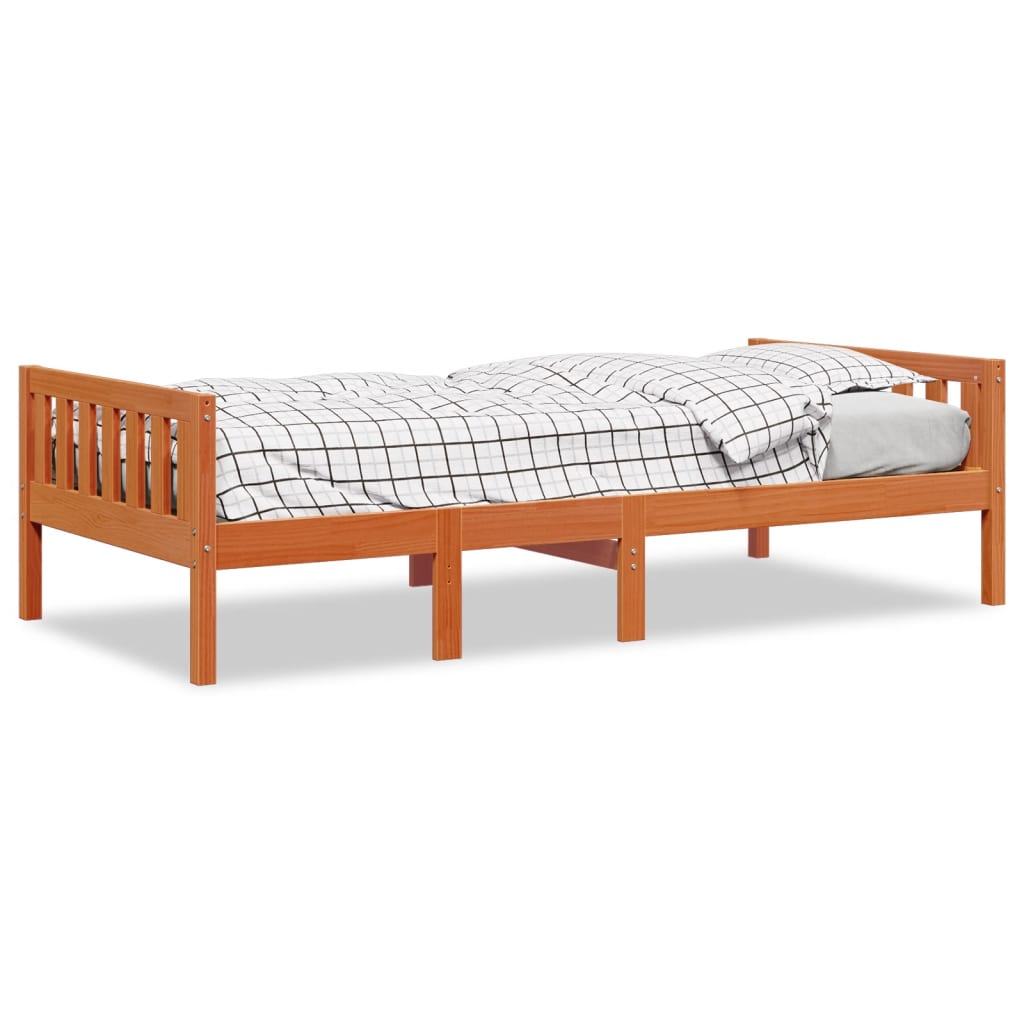 Viaszbarna tömör fenyőfa gyerekágy matrac nélkül 90 x 190 cm 2