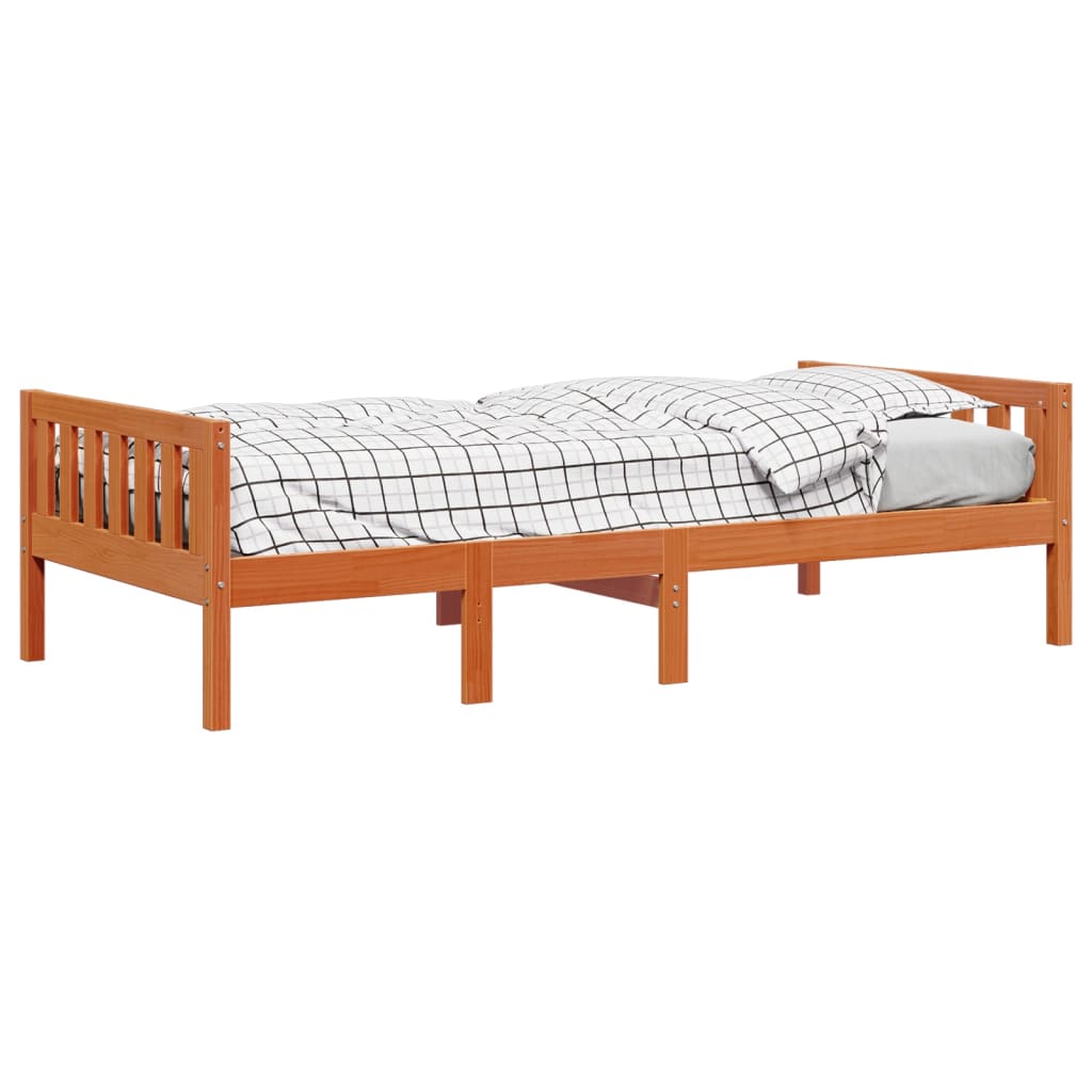 Viaszbarna tömör fenyőfa gyerekágy matrac nélkül 90 x 190 cm 4