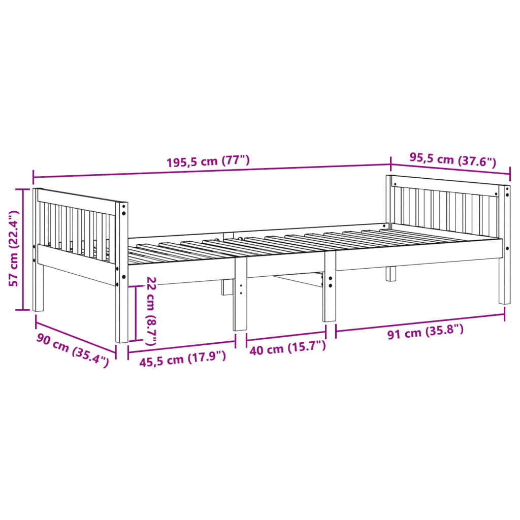 Viaszbarna tömör fenyőfa gyerekágy matrac nélkül 90 x 190 cm 10