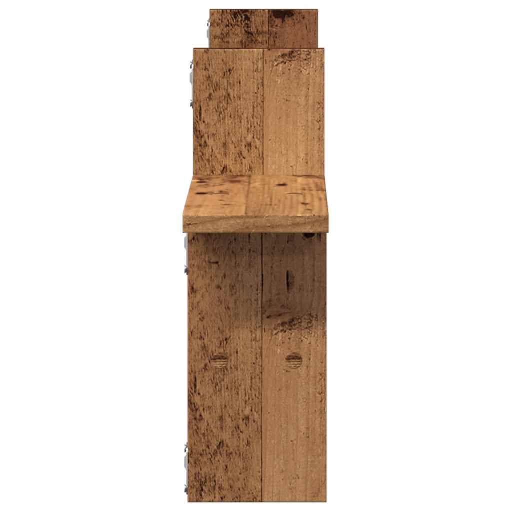 2 db antik fa színű szerelt fa fali polc 38 x 12 x 38 cm 6