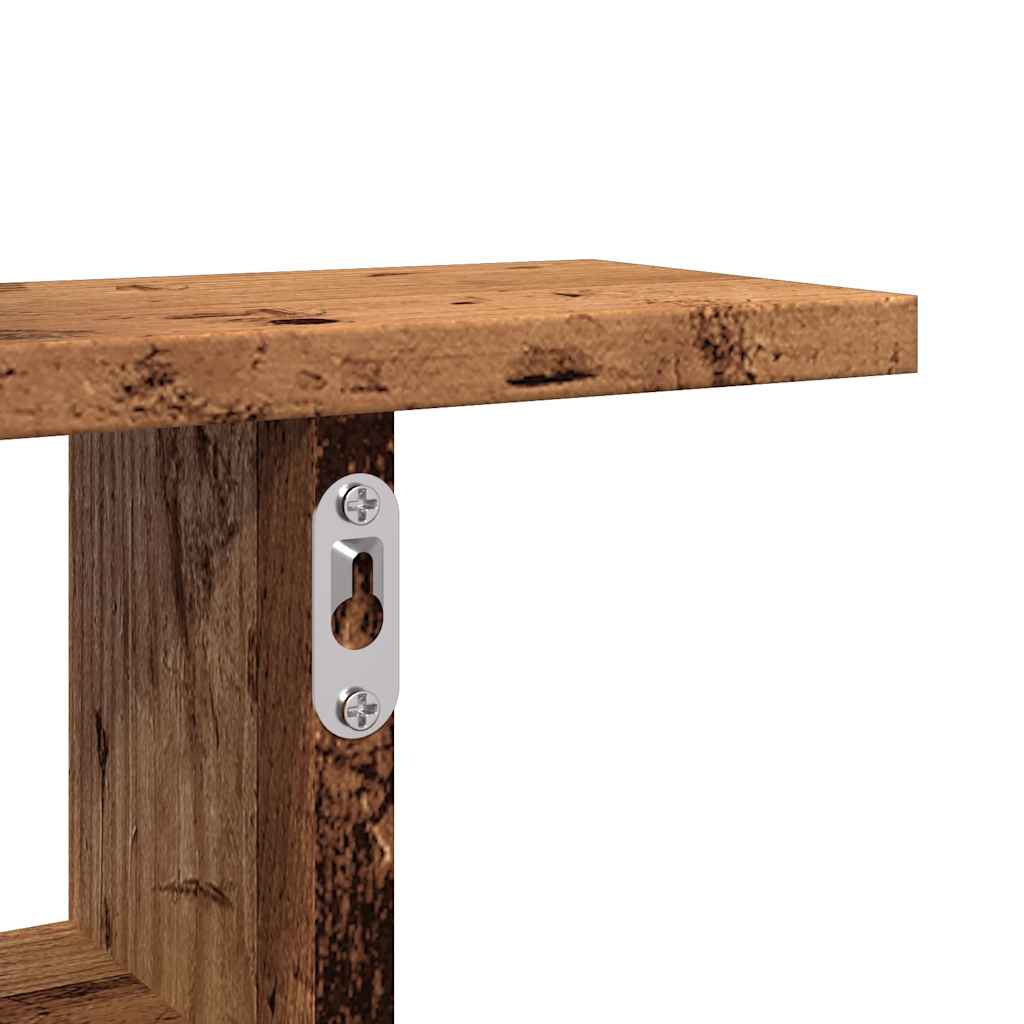 2 db antik fa színű szerelt fa fali polc 38 x 12 x 38 cm 10