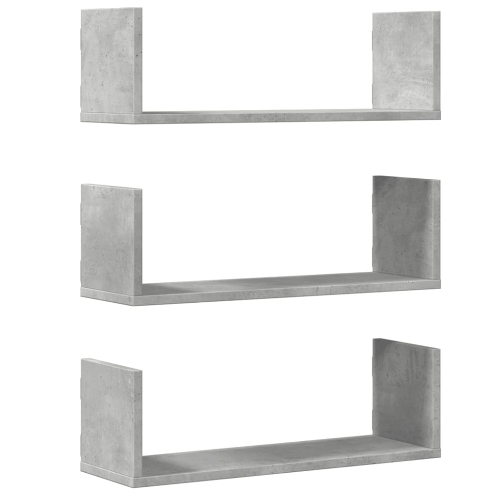 3 db betonszürke szerelt fa fali polc 58 x 18 x 18 cm 2