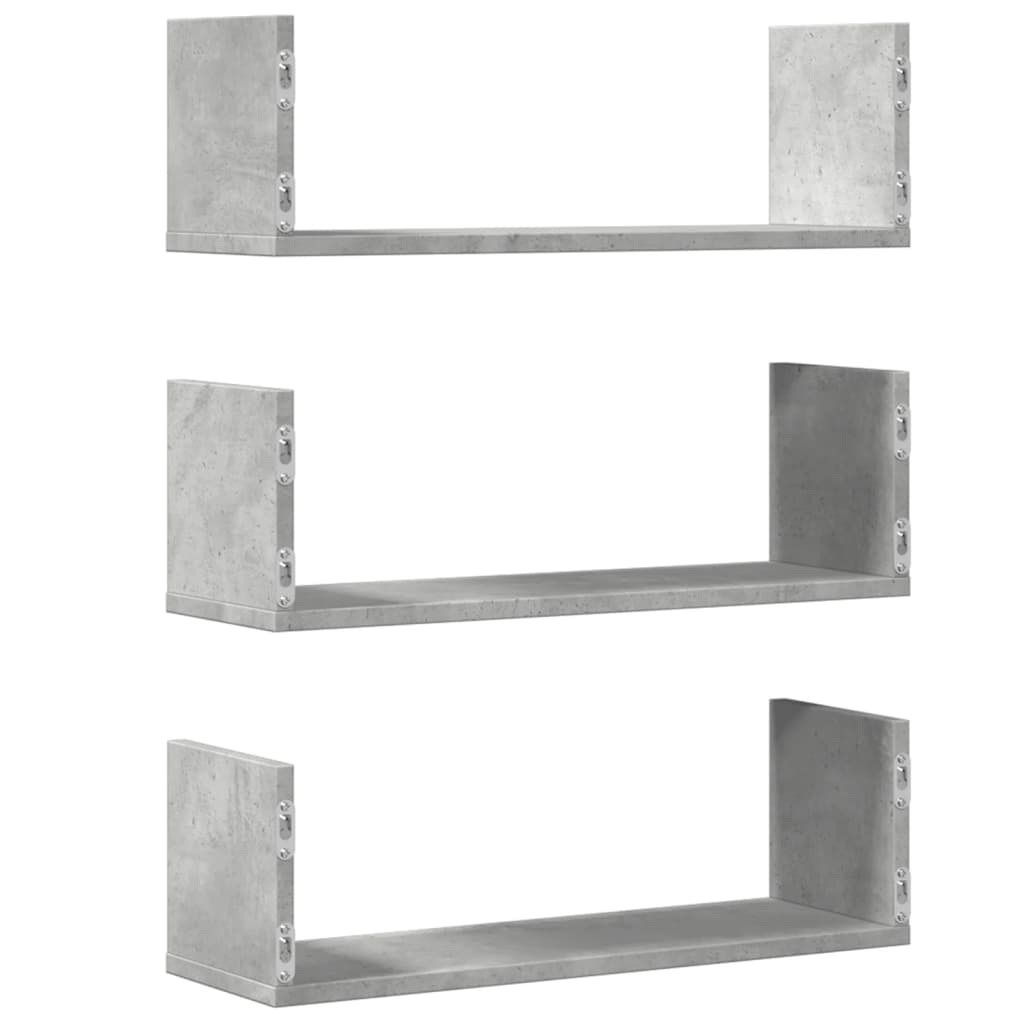 3 db betonszürke szerelt fa fali polc 58 x 18 x 18 cm 6