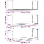 3 db betonszürke szerelt fa fali polc 58 x 18 x 18 cm 10
