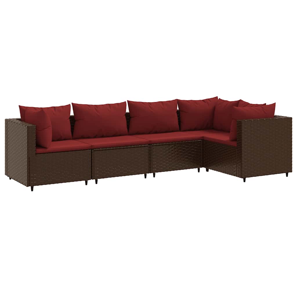 5 részes barna polyrattan kerti ülőgarnitúra párnákkal 2