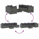 6 részes szürke polyrattan kerti ülőgarnitúra párnákkal 6