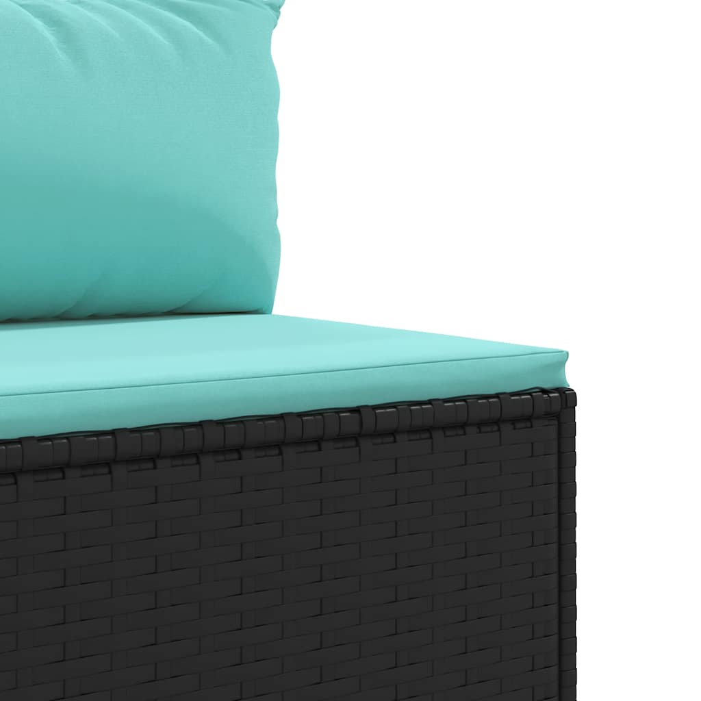 6 részes fekete polyrattan kerti ülőgarnitúra párnákkal 7