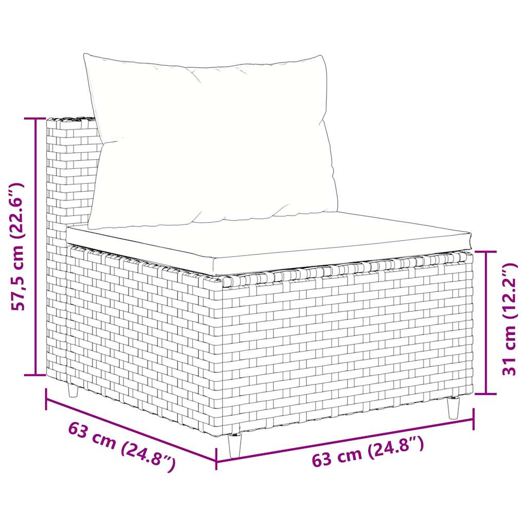 7 részes fekete polyrattan kerti ülőgarnitúra párnákkal 12