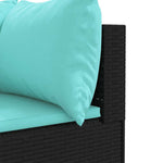 7 részes fekete polyrattan kerti ülőgarnitúra párnákkal 8