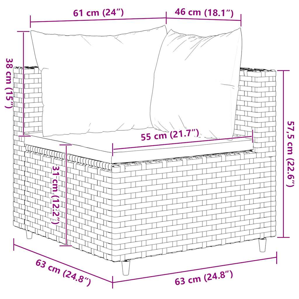 7 részes barna polyrattan kerti ülőgarnitúra párnákkal 11