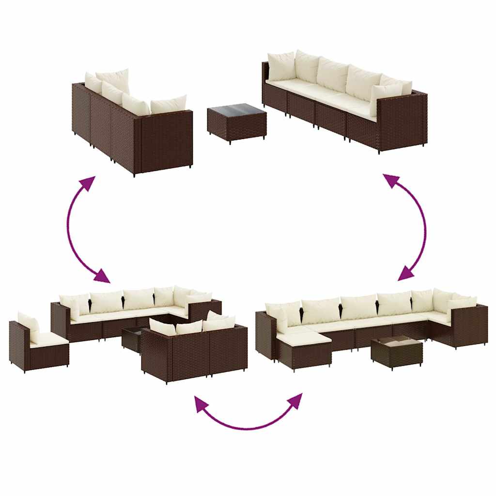 8 részes barna polyrattan kerti ülőgarnitúra párnákkal 7