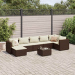 8 részes barna polyrattan kerti ülőgarnitúra párnákkal