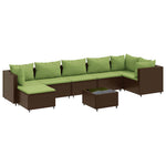 8 részes barna polyrattan kerti ülőgarnitúra párnákkal 2