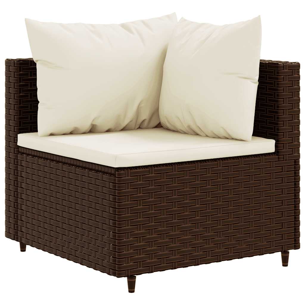 9 részes barna polyrattan kerti ülőgarnitúra párnákkal 3
