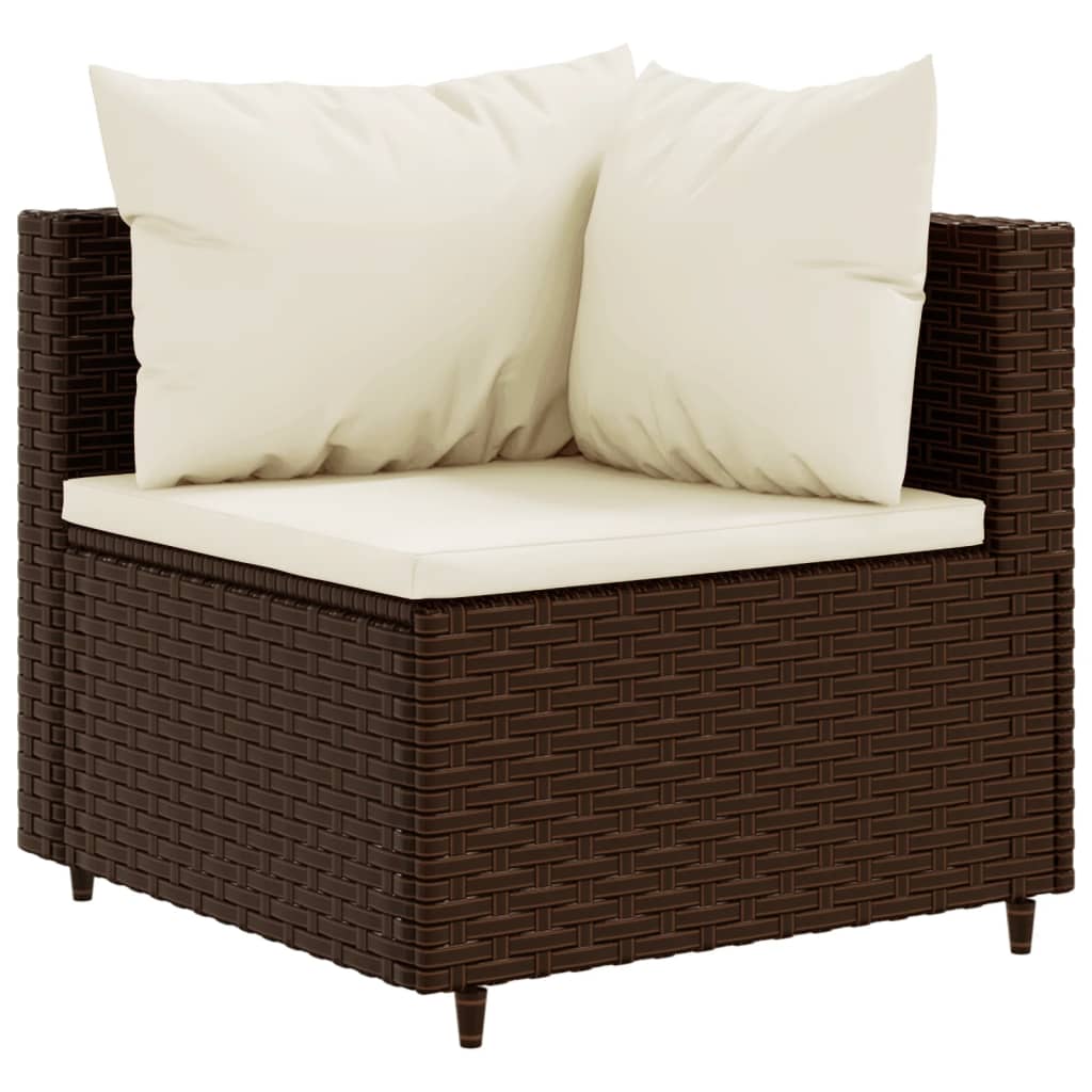10 részes barna polyrattan kerti bútorszett párnákkal 3