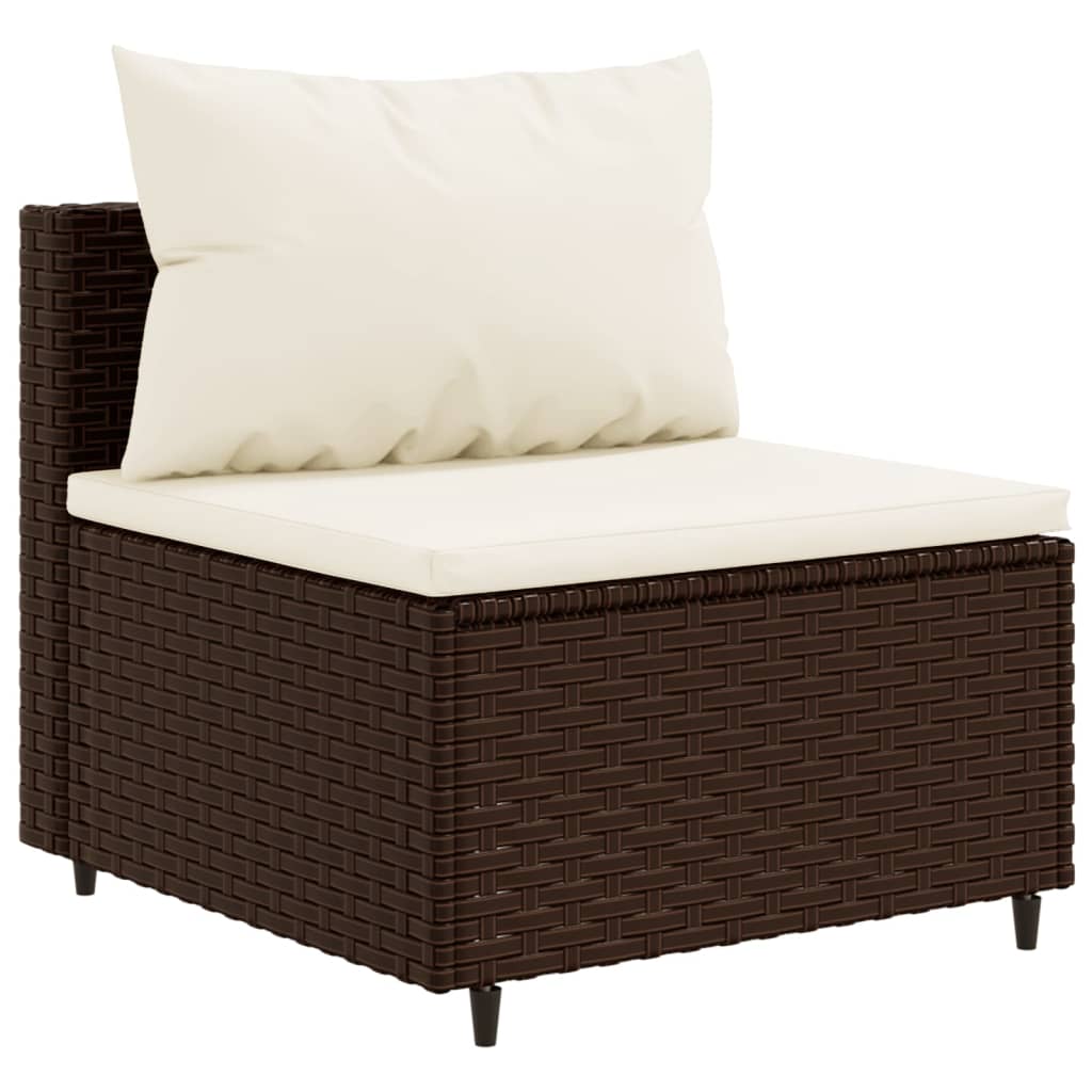 10 részes barna polyrattan kerti bútorszett párnákkal 4
