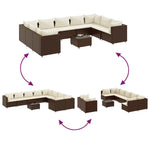 10 részes barna polyrattan kerti bútorszett párnákkal 6
