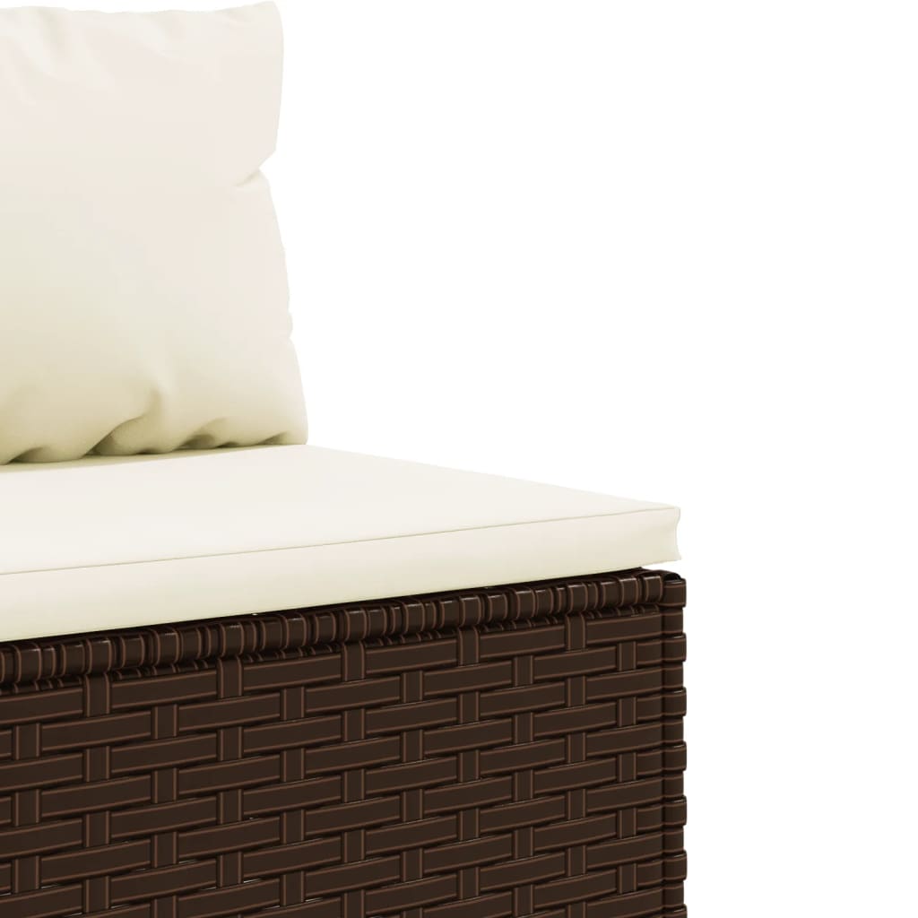 10 részes barna polyrattan kerti bútorszett párnákkal 7