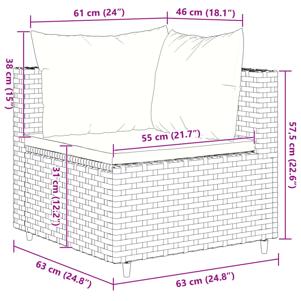 10 részes barna polyrattan kerti bútorszett párnákkal 11