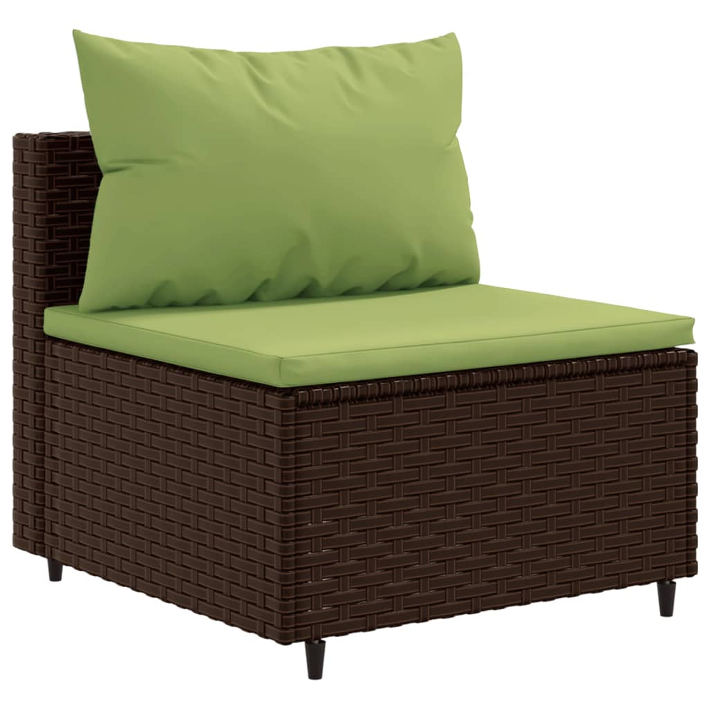 10 részes barna polyrattan kerti bútorszett párnákkal 4