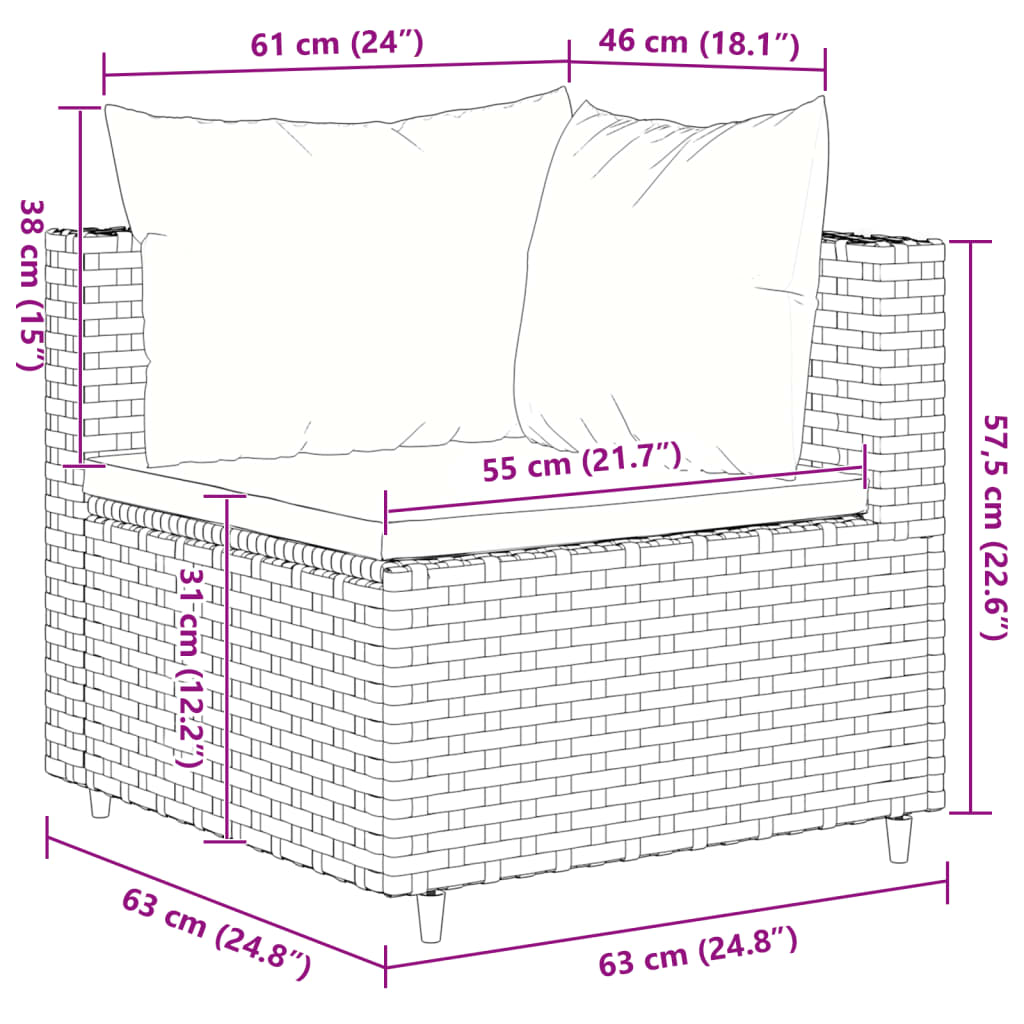 10 részes barna polyrattan kerti bútorszett párnákkal 11