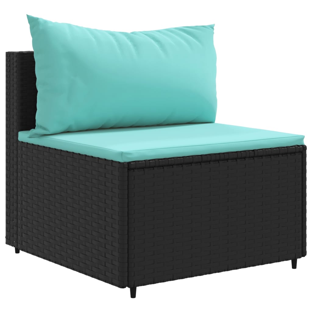 10 részes fekete polyrattan kerti ülőgarnitúra párnákkal 4