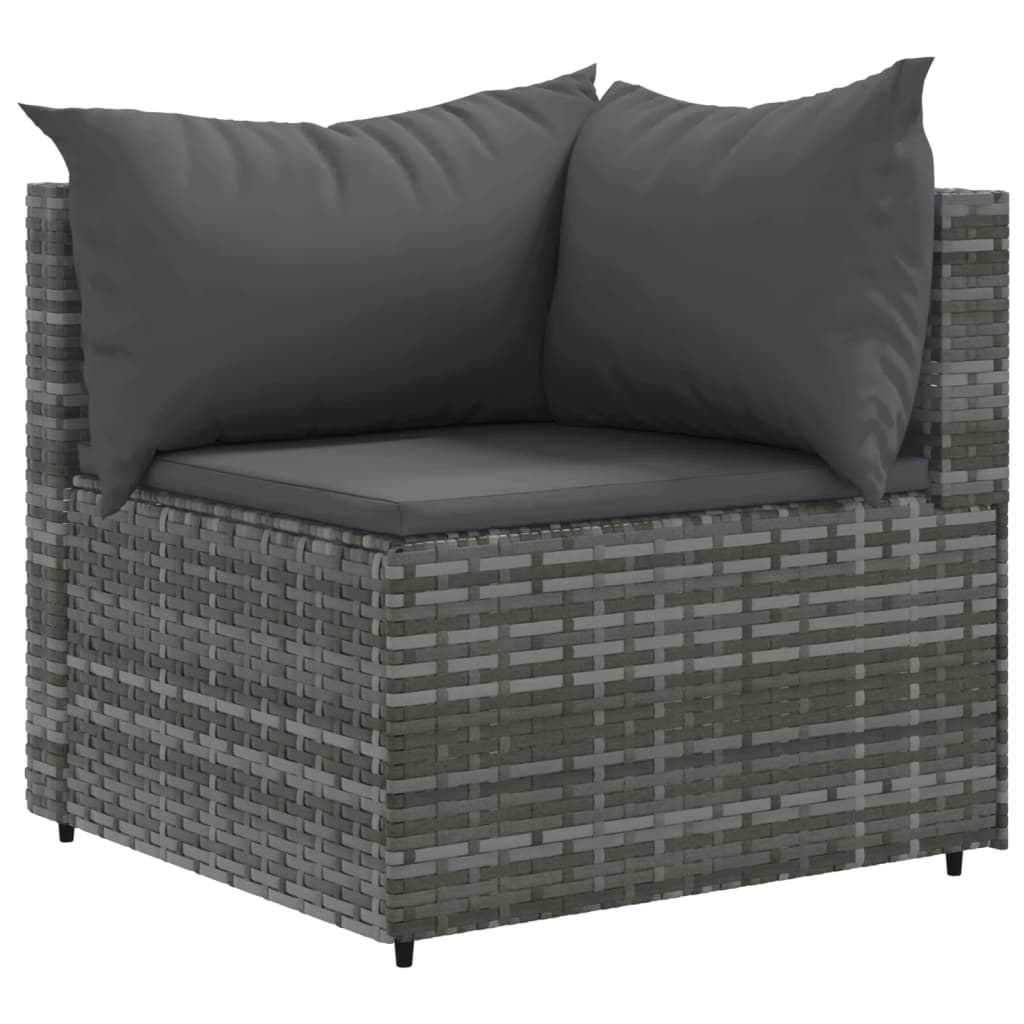 10 részes szürke polyrattan kerti ülőgarnitúra párnákkal 3