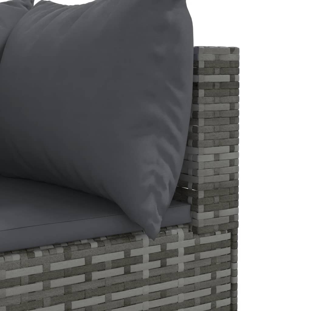 10 részes szürke polyrattan kerti ülőgarnitúra párnákkal 7