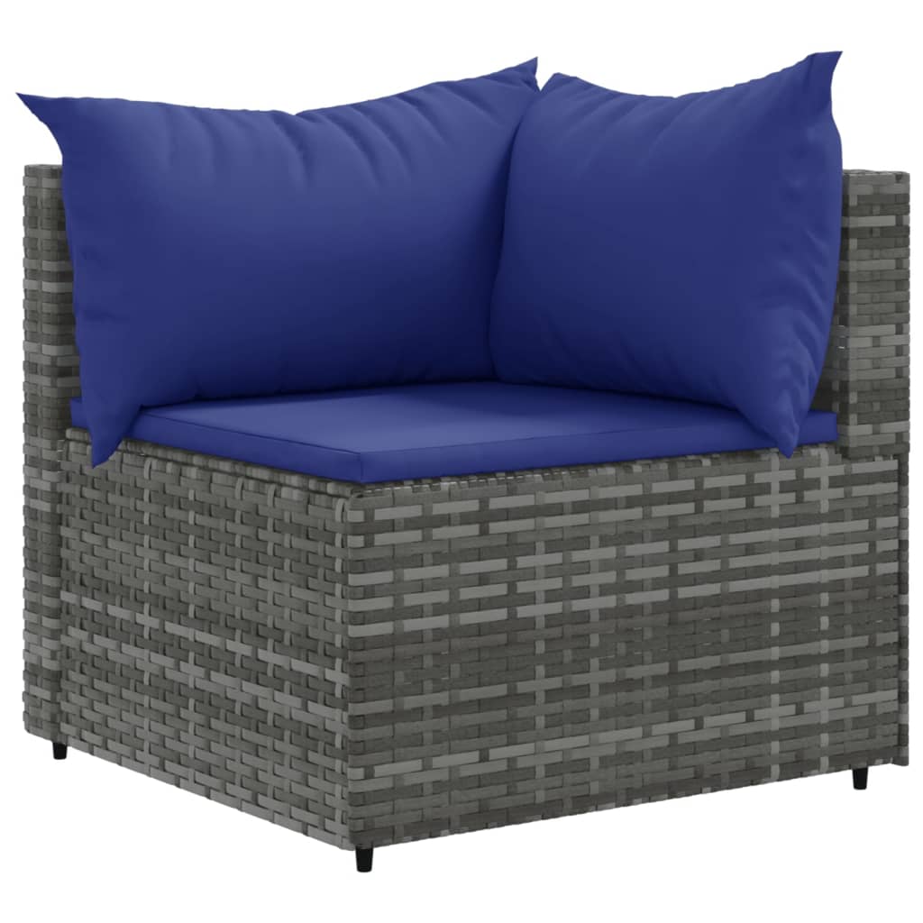 11 részes szürke polyrattan kerti ülőgarnitúra párnákkal 3