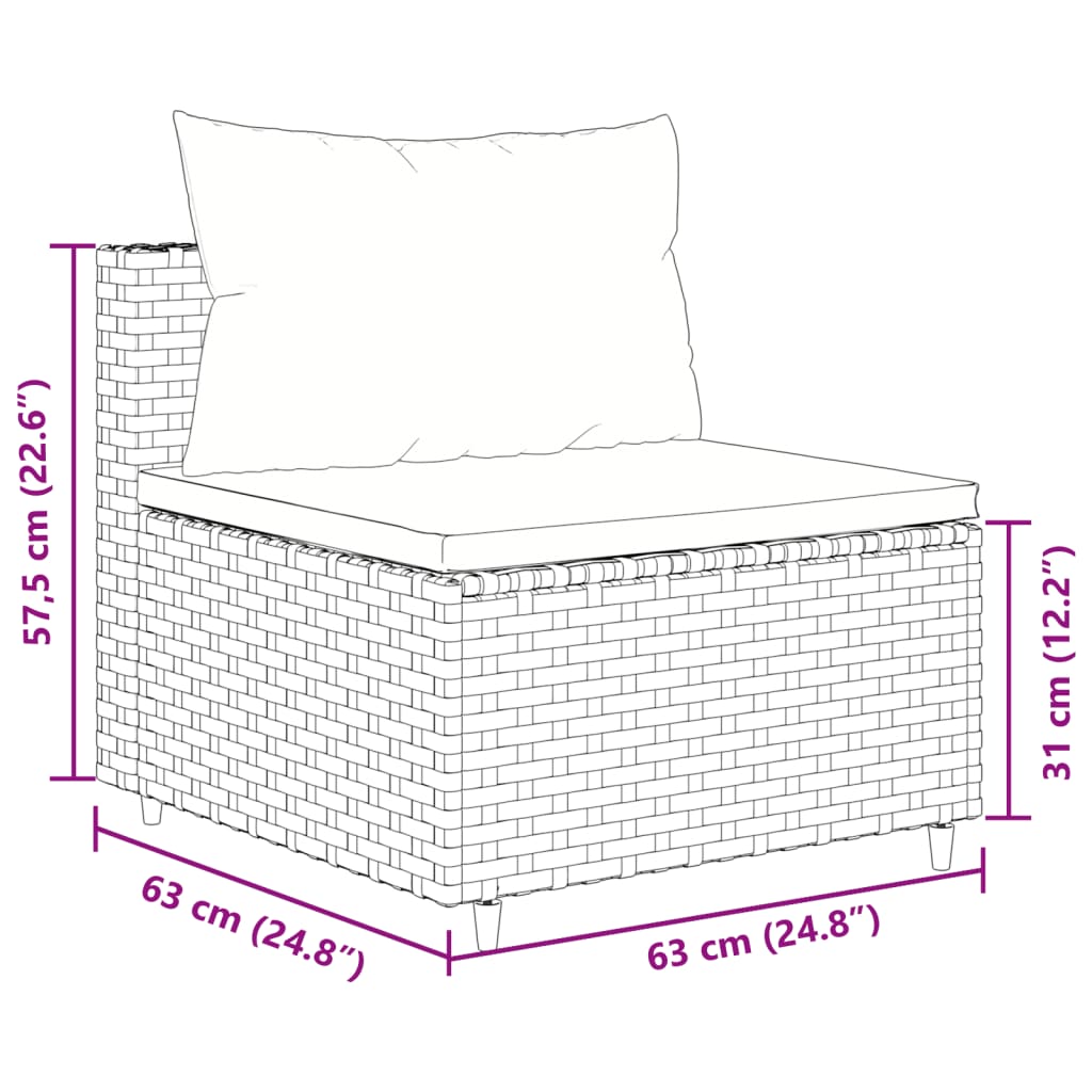 11 részes szürke polyrattan kerti ülőgarnitúra párnákkal 12