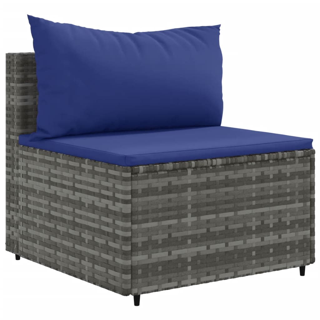 11 részes szürke polyrattan kerti ülőgarnitúra párnákkal 4