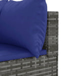 11 részes szürke polyrattan kerti ülőgarnitúra párnákkal 7
