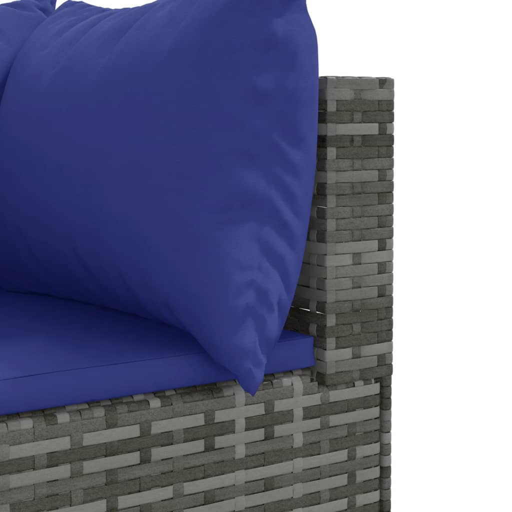 11 részes szürke polyrattan kerti ülőgarnitúra párnákkal 7
