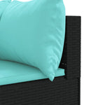 10 részes fekete polyrattan kerti ülőgarnitúra párnákkal 5