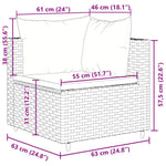 10 részes fekete polyrattan kerti ülőgarnitúra párnákkal 8