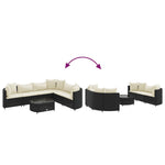 7 részes fekete polyrattan kerti ülőgarnitúra párnával 6